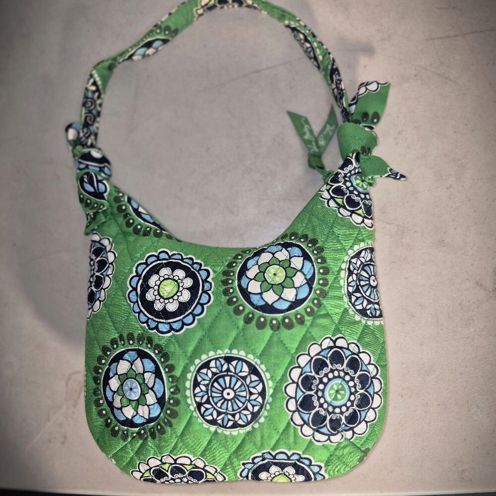 Vera Bradley quilted shoulder bag, green/blue/white floral
